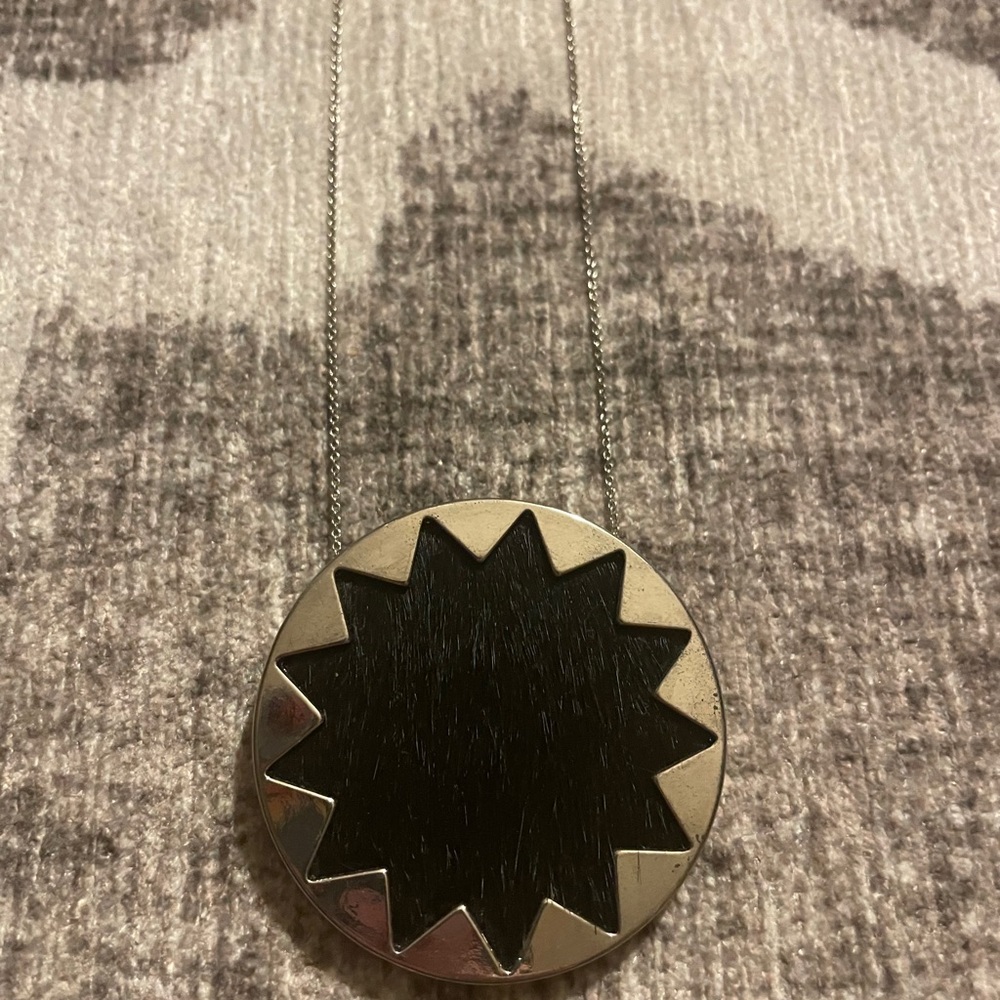Exclusive Silver pony hair sunburst necklace